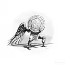 strongman holding atlas stone in the back with wings tattoo design idea