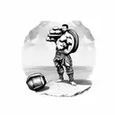 strongman holding atlas stone in the back with wings tattoo design idea