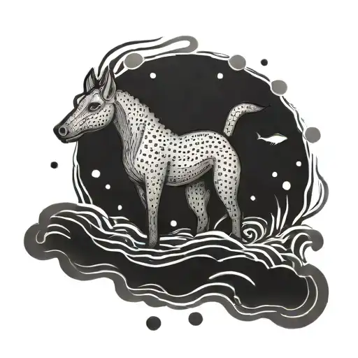 kelpie emerging from water tattoo design idea
