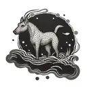 kelpie emerging from water tattoo design idea