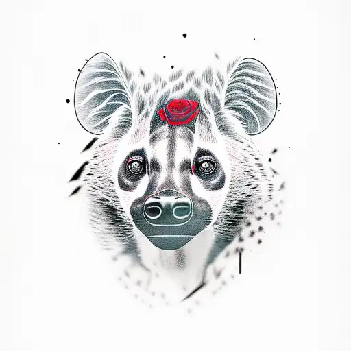 roses hyena tattoo design idea