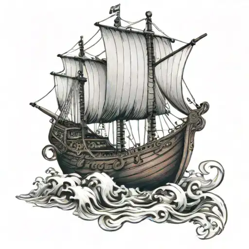 viking ship sallows tattoo design idea