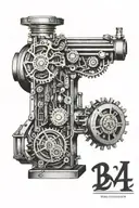 bio mechanical, millwright tattoo design idea