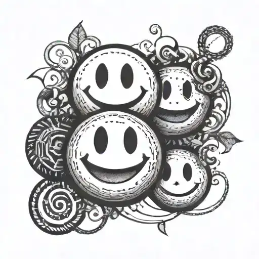 only two smiley faces connected . and next to each other. one happy one sad. i need something modern retro and mature  tattoo design idea