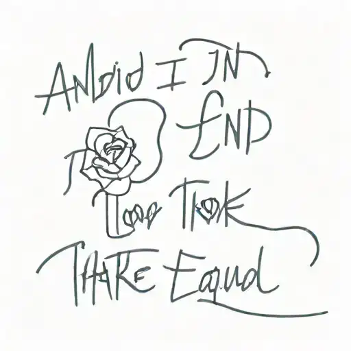 text "And in the end, the love you take is equal to the love you make" tattoo design idea