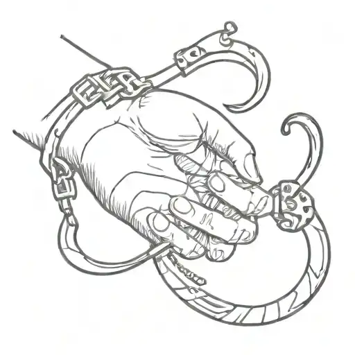 broken handcuff tattoo design idea