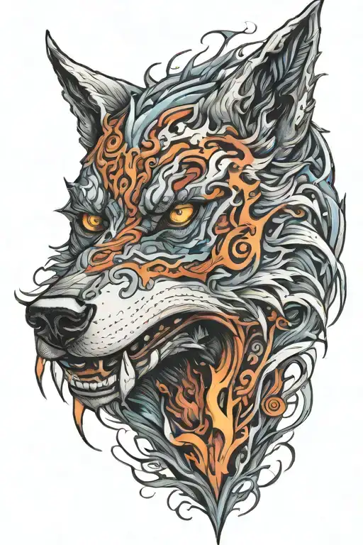 Demon Wolf tattoo design idea