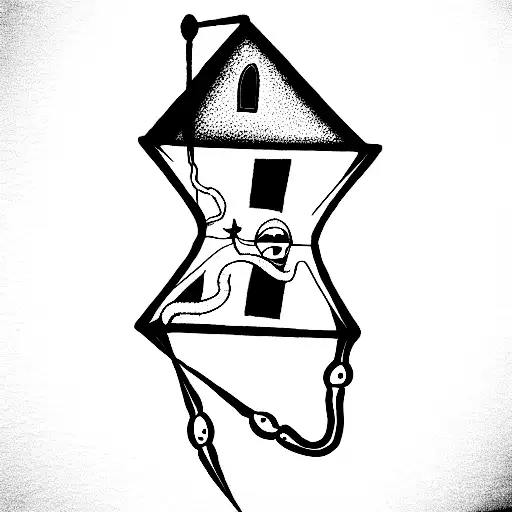 distorted houses of spongebob patrick and squidward  tattoo design idea