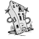 distorted houses of spongebob patrick and squidward  tattoo design idea