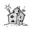 distorted houses of spongebob patrick and squidward  tattoo design idea