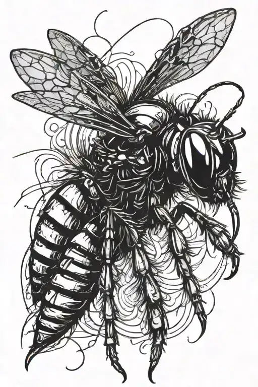 scary hornet with a human eye flies tattoo design idea