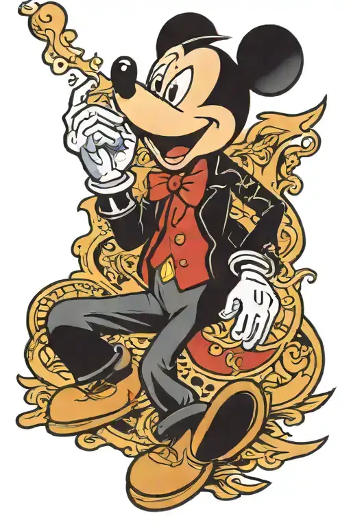Mickey Mouse smoking cigarette tattoo design idea