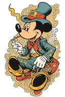 Mickey Mouse smoking cigarette tattoo design idea
