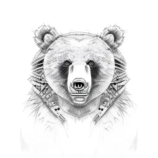 bear dressed as joker tattoo design idea