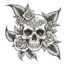 skull and roses tattoo design idea