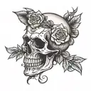 skull and roses tattoo design idea