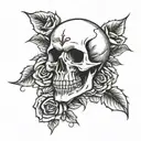 skull and roses tattoo design idea