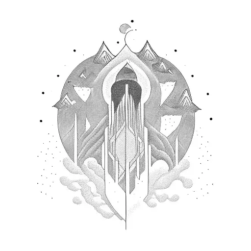 a blackwork tattoo based on the song “Landslide” by Fleetwood Mac tattoo design idea