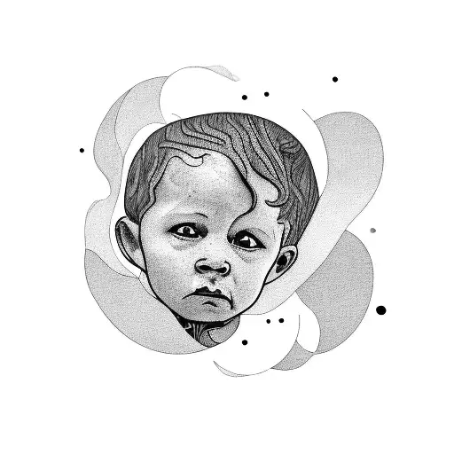 a blackwork tattoo about a child growing old and based on the song “Landslide” by Fleetwood Mac tattoo design idea