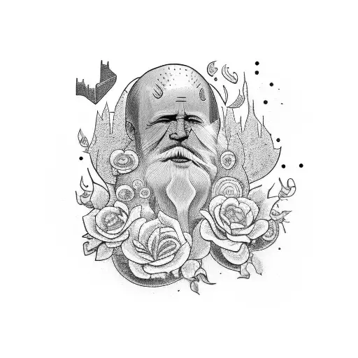 a blackwork tattoo about growing old and based on the song “Landslide” by Fleetwood Mac tattoo design idea