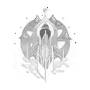 a blackwork tattoo based on the song “Landslide” by Fleetwood Mac tattoo design idea