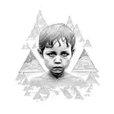 a blackwork tattoo about a child growing old and based on the song “Landslide” by Fleetwood Mac tattoo design idea