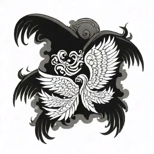 Wings of angels and black devils tattoo design idea