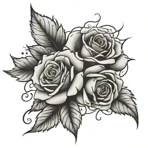roses gray style realistic tattoo design idea