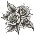 roses gray style realistic tattoo design idea
