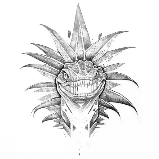 Krokodile and palm trees tattoo design idea