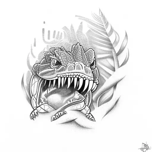 Krokodile and palm trees tattoo design idea