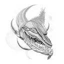 Krokodile and palm trees tattoo design idea