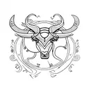 Taurus and Aries symbol tattoo. the zodiac signs are combined. the letter J is incorporated with both signs. hearts  tattoo design idea