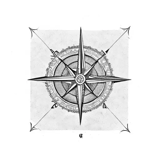 victorian steampunk Compass tattoo design idea