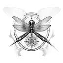 forearm tattoo, victorian steampunk Compass, dragonfly wings, clockwork, flower tattoo design idea