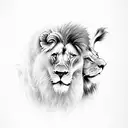 a lion and a lamb, symbolizing the master's morality and that of the servant.  tattoo design idea
