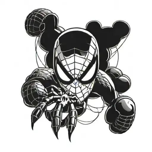 Spider-Man's spider cover, with boxing gloves integrated with a spider and a skull tattoo design idea