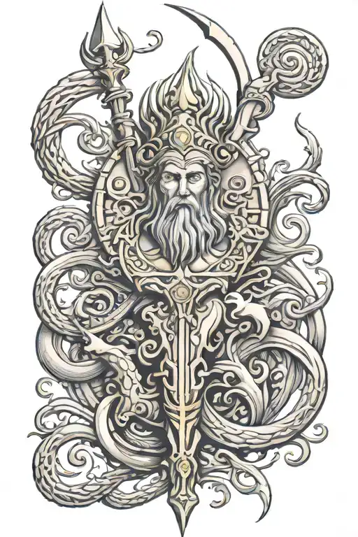 Posoiden trident. Greek mythology tattoo design idea