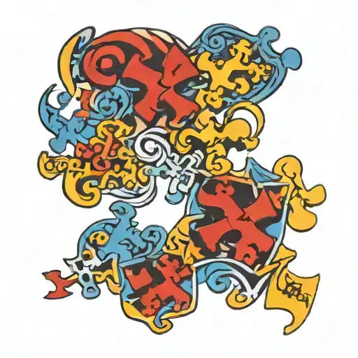 autism puzzle pieces with Isaiah 41:10 flowing tattoo design idea