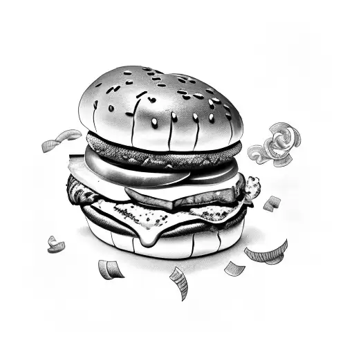 ham and swiss on a bun tattoo design idea