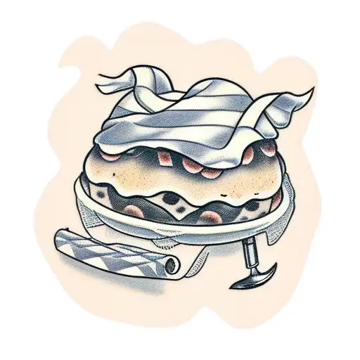 ham and swiss bun tattoo design idea