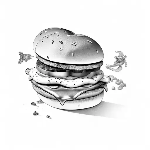 ham and swiss on a bun tattoo design idea