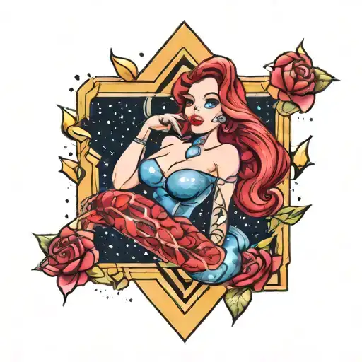 Jessica Rabbit diamonds sparkles with space tattoo design idea