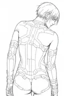 Slits (lines and dots) on the back of Motoko Kusanagi from the work "Ghost in the shell" tattoo design idea