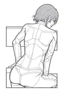 Slits (lines and dots) on the back of Motoko Kusanagi from the work "Ghost in the shell" tattoo design idea