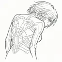 Slits (lines and dots) on the back of Motoko Kusanagi from the work "Ghost in the shell" tattoo design idea