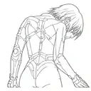 Slits (lines and dots) on the back of Motoko Kusanagi from the work "Ghost in the shell" tattoo design idea