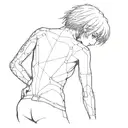 Slits (lines and dots) on the back of Motoko Kusanagi from the work "Ghost in the shell" tattoo design idea