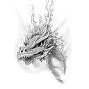 three eye dragon red flame tattoo design idea