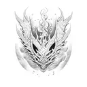 three eye dragon red flame tattoo design idea